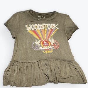 Woodstock Graphic Tee - Olive Green The Vinyl Icons Sz Small